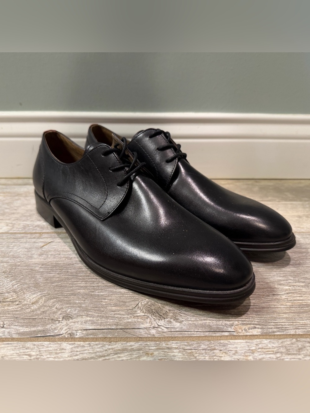 ALDO Men's Black Leather Derby Shoes - Sleek Dress Oxfords NEW
